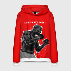 Толстовка-худи мужская Life is a movement, цвет: 3D-белый