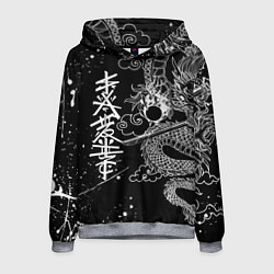 Толстовка-худи мужская БЕЛЫЙ ДРАКОН ЯПОНИЯ WHITE DRAGON, цвет: 3D-меланж