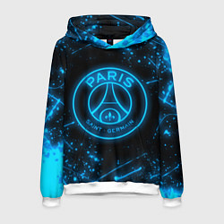 Толстовка-худи мужская PSG NEON STYLE SPORT ПСГ НЕОН, цвет: 3D-белый