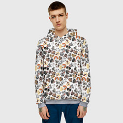 Толстовка-худи мужская Разные Породы собаки, цвет: 3D-меланж — фото 2