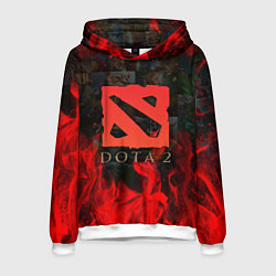 Толстовка-худи мужская DOTA 2 ЛОГО В ОГНЕ, ПЕРСОНАЖИ, цвет: 3D-белый