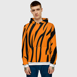 Толстовка-худи мужская Текстура тиграtiger, цвет: 3D-белый — фото 2