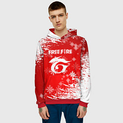 Толстовка-худи мужская Free Fire - Новогодний, цвет: 3D-красный — фото 2