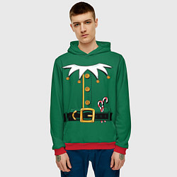 Толстовка-худи мужская Christmas Elf Outfit, цвет: 3D-красный — фото 2