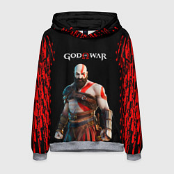 Толстовка-худи мужская God of War красные разводы, цвет: 3D-меланж