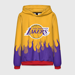 Толстовка-худи мужская LA LAKERS NBA FIRE ЛЕЙКЕРС ОГОНЬ, цвет: 3D-красный