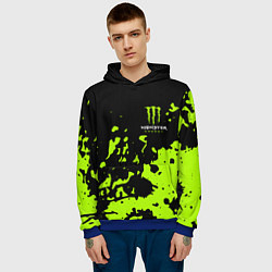 Толстовка-худи мужская Monster Energy green, цвет: 3D-синий — фото 2