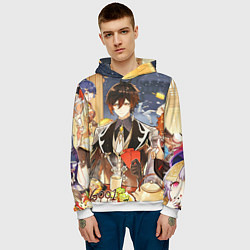 Толстовка-худи мужская НОВЫЙ ГОД В ГЕНШИН ИМПАКТ, ЗАСТОЛЬЕ, цвет: 3D-белый — фото 2