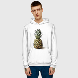 Толстовка-худи мужская Pineapple watercolor, цвет: 3D-белый — фото 2