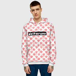 Толстовка-худи мужская DELTARUNE PATTERN LOGO, цвет: 3D-белый — фото 2