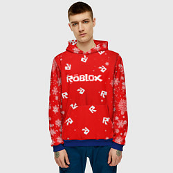 Толстовка-худи мужская НОВОГОДНИЙ СВИТЕР ROBLOX РОБЛОКС НОВЫЙ ГОД 2022, цвет: 3D-синий — фото 2