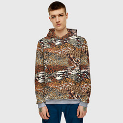 Толстовка-худи мужская Шкуры Диких Животных, цвет: 3D-меланж — фото 2