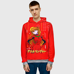 Толстовка-худи мужская Аска Лэнгли Сорью Evangelion, цвет: 3D-меланж — фото 2
