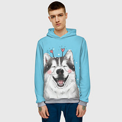 Толстовка-худи мужская Веселая хаски, цвет: 3D-меланж — фото 2