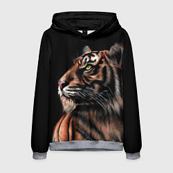 Толстовка-худи мужская Тигр в Темноте Взгляд Вверх, цвет: 3D-меланж
