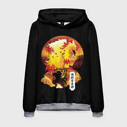 Толстовка-худи мужская Ренгоку Клинок рассекающий демонов, цвет: 3D-меланж