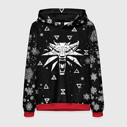 Толстовка-худи мужская ЧЁРНЫЙ СВИТЕР ВЕДЬМАК НОВОГОДНИЙ, цвет: 3D-красный