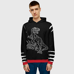 Толстовка-худи мужская Тираннозавр Скелет, цвет: 3D-красный — фото 2