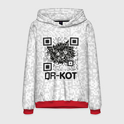 Толстовка-худи мужская QR код котик, цвет: 3D-красный