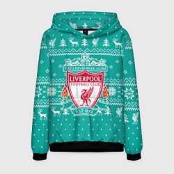 Толстовка-худи мужская НОВОГОДНИЙ СВИТЕР LIVERPOOL, цвет: 3D-черный