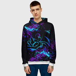 Толстовка-худи мужская SONIC NEON СОНИК НЕОН, цвет: 3D-белый — фото 2