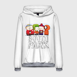 Толстовка-худи мужская South Park - Южный парк Кенни, Кайл, Стэн и Эрик, цвет: 3D-меланж