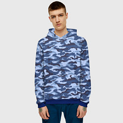 Толстовка-худи мужская Синий Камуфляж Camouflage, цвет: 3D-синий — фото 2