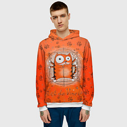 Толстовка-худи мужская Kot da Vinci, цвет: 3D-белый — фото 2