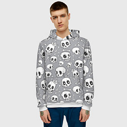 Толстовка-худи мужская Skulls & bones, цвет: 3D-белый — фото 2