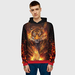 Толстовка-худи мужская Огненный тигр Сила огня, цвет: 3D-красный — фото 2