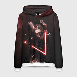 Толстовка-худи мужская Ху Тао в неоновом треугольнике Genshin Impact, цвет: 3D-белый