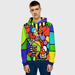 Толстовка-худи мужская Romero Britto - love you, цвет: 3D-синий — фото 2