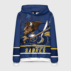 Толстовка-худи мужская Баффало Сейберз, Buffalo Sabres, цвет: 3D-белый