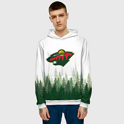 Толстовка-худи мужская Minnesota Wild, Миннесота Уайлд Лес, цвет: 3D-белый — фото 2