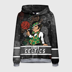 Толстовка-худи мужская Boston Celtics , Бостон Селтикс, цвет: 3D-меланж