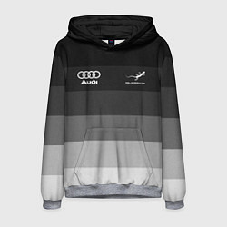 Толстовка-худи мужская Audi, Ауди Серый градиент, цвет: 3D-меланж