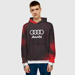 Толстовка-худи мужская Audi logo, цвет: 3D-белый — фото 2