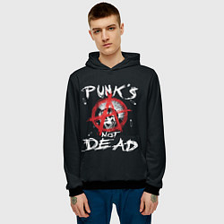 Толстовка-худи мужская Punks Not Dead Анархия, цвет: 3D-черный — фото 2