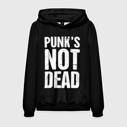 Толстовка-худи мужская PUNKS NOT DEAD Панки Живы, цвет: 3D-черный