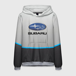 Толстовка-худи мужская Subaru Неоновая полоса, цвет: 3D-меланж