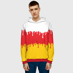 Толстовка-худи мужская Северная Осетия Алания потёки, цвет: 3D-красный — фото 2