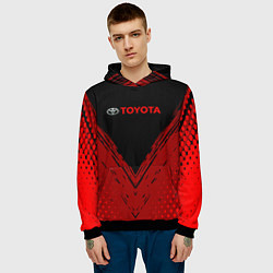 Толстовка-худи мужская Toyota Красная текстура, цвет: 3D-черный — фото 2