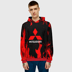 Толстовка-худи мужская Mitsubishi Red Fire, цвет: 3D-красный — фото 2