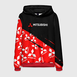 Толстовка-худи мужская Mitsubishi - Диагональ паттерн, цвет: 3D-красный