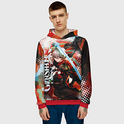 Толстовка-худи мужская Каэдэхара Кадзуха-странствующий самурай, цвет: 3D-красный — фото 2