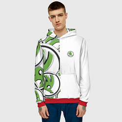 Толстовка-худи мужская Skoda Half Pattern Logo, цвет: 3D-красный — фото 2