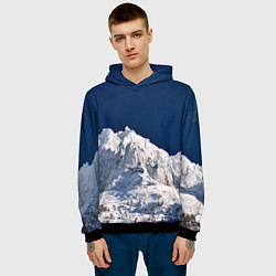 Толстовка-худи мужская Снежные горы, синие небо, цвет: 3D-черный — фото 2