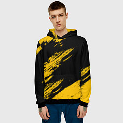 Толстовка-худи мужская BLACK AND YELLOW GRUNGE ГРАНЖ, цвет: 3D-черный — фото 2