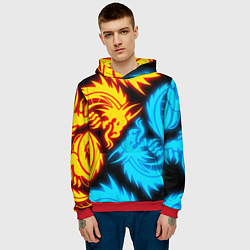 Толстовка-худи мужская НЕОНОВЫЕ ДРАКОНЫ NEON DRAGONS, цвет: 3D-красный — фото 2