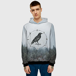 Толстовка-худи мужская ВОРОН НА РУНАХ РУНЫ, цвет: 3D-черный — фото 2